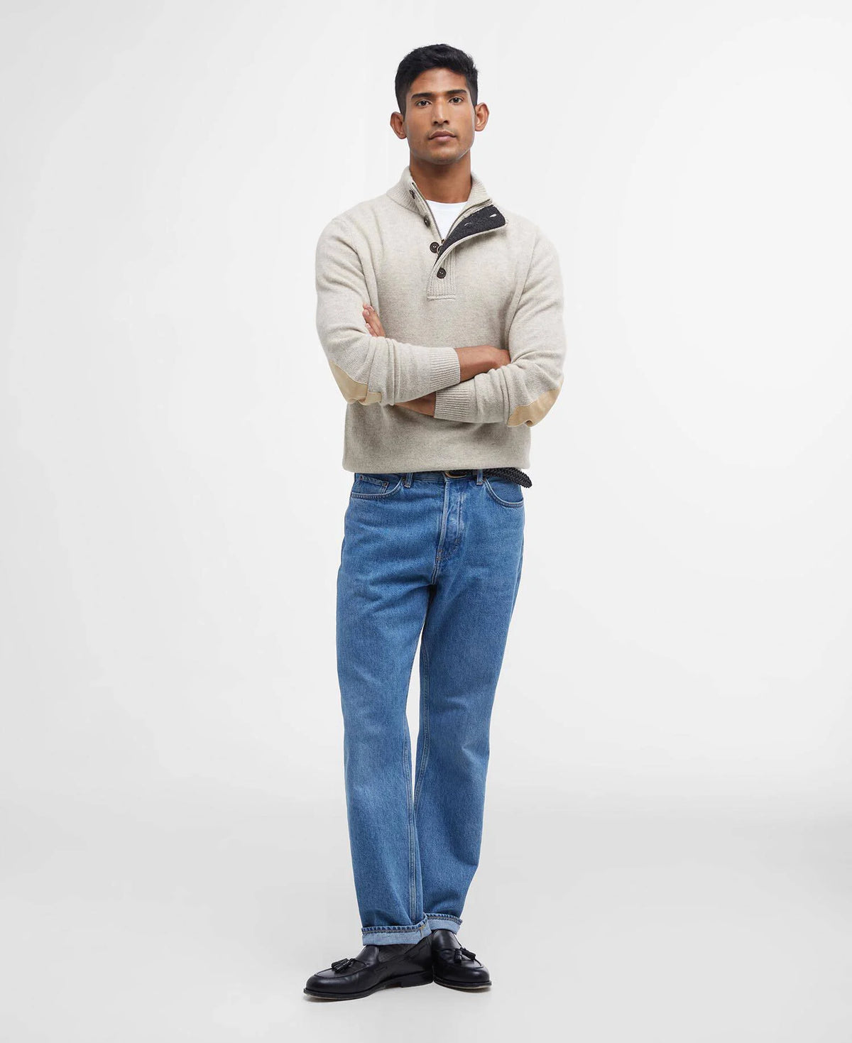 Maglia mezza zip con toppa sul gomito Pearl
