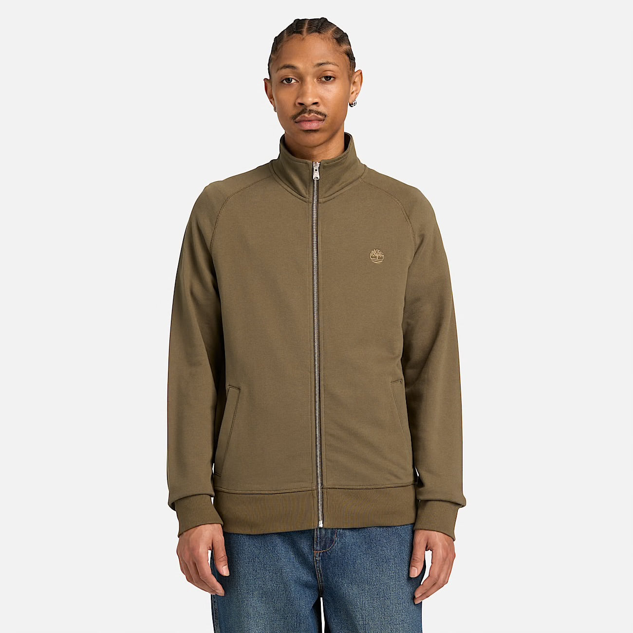 Felpa con Zip Intera Uomo in verde