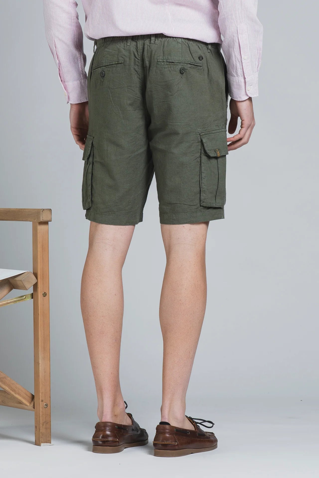 Bermuda cargo Cooper in lino/cotone militare