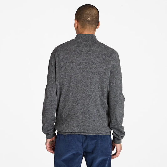 Maglia mezza Zip in lana merino grigio