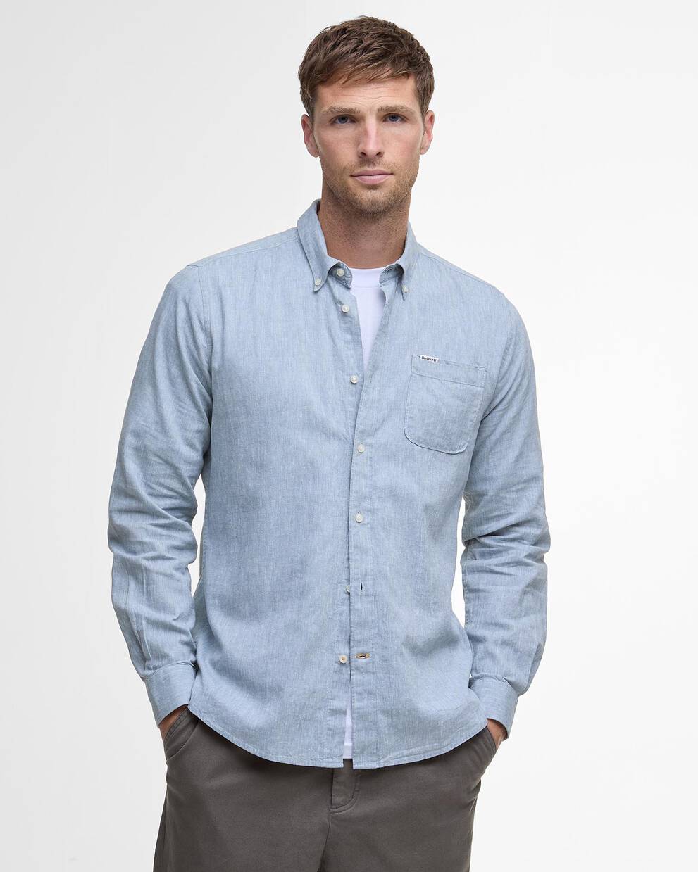 Camicia Lino/cotone Nelson celeste
