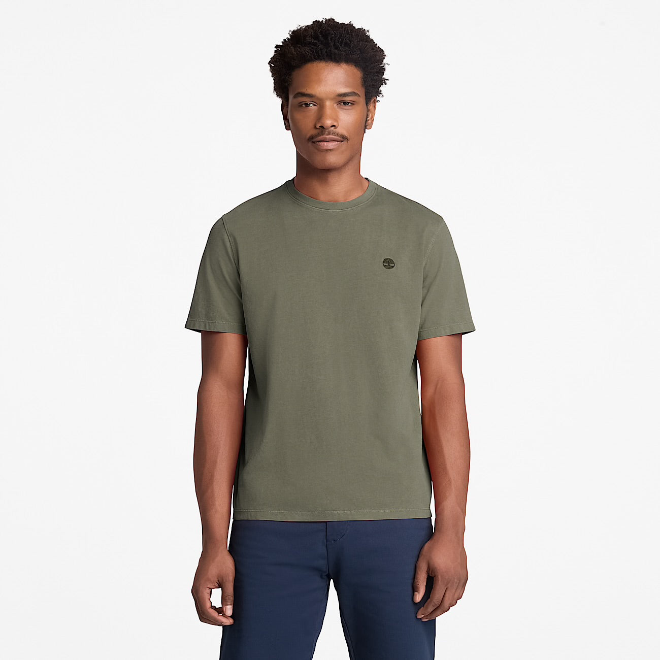 T-shirt a Maniche Corte Tinta in Capo da Uomo militare