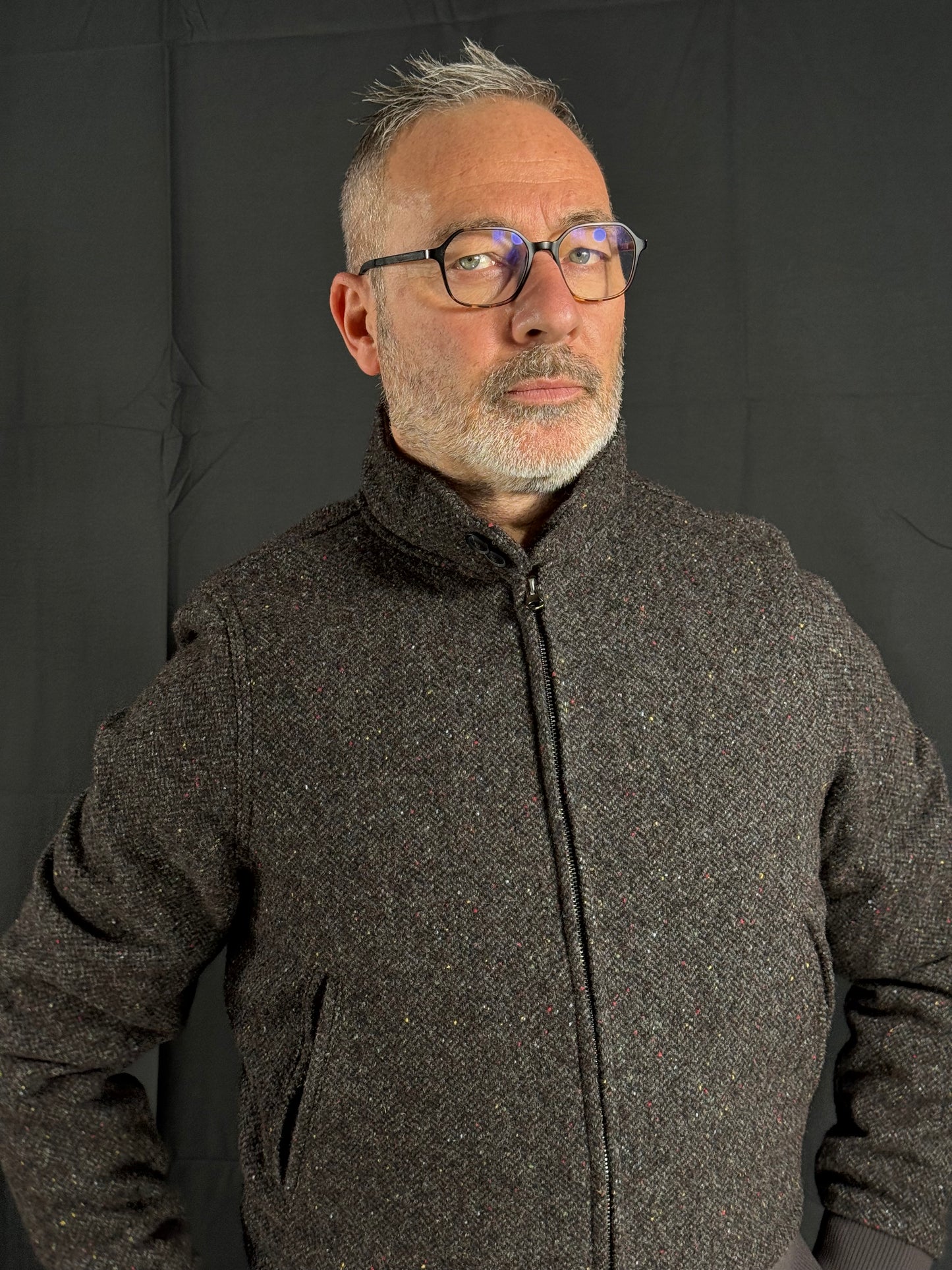 Bomber in lana spinata moro Kiton