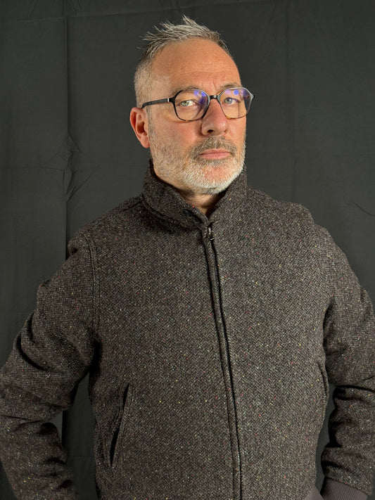 Bomber in lana spinata moro Kiton