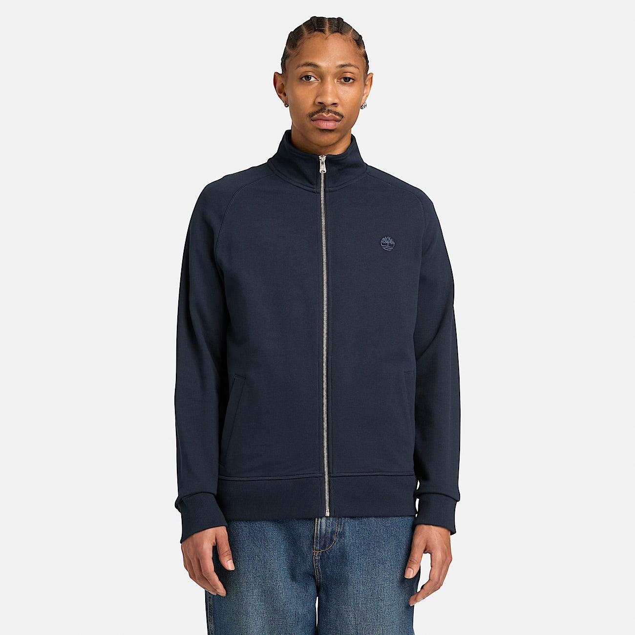 Felpa con Zip Intera Uomo in blu