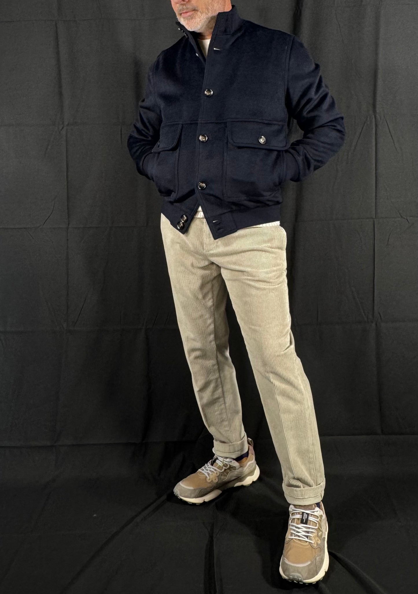 Bomber in lana James blu