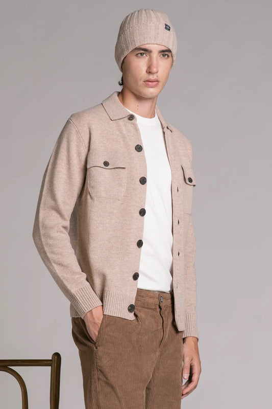 Overshirt Zack in lambswool beige