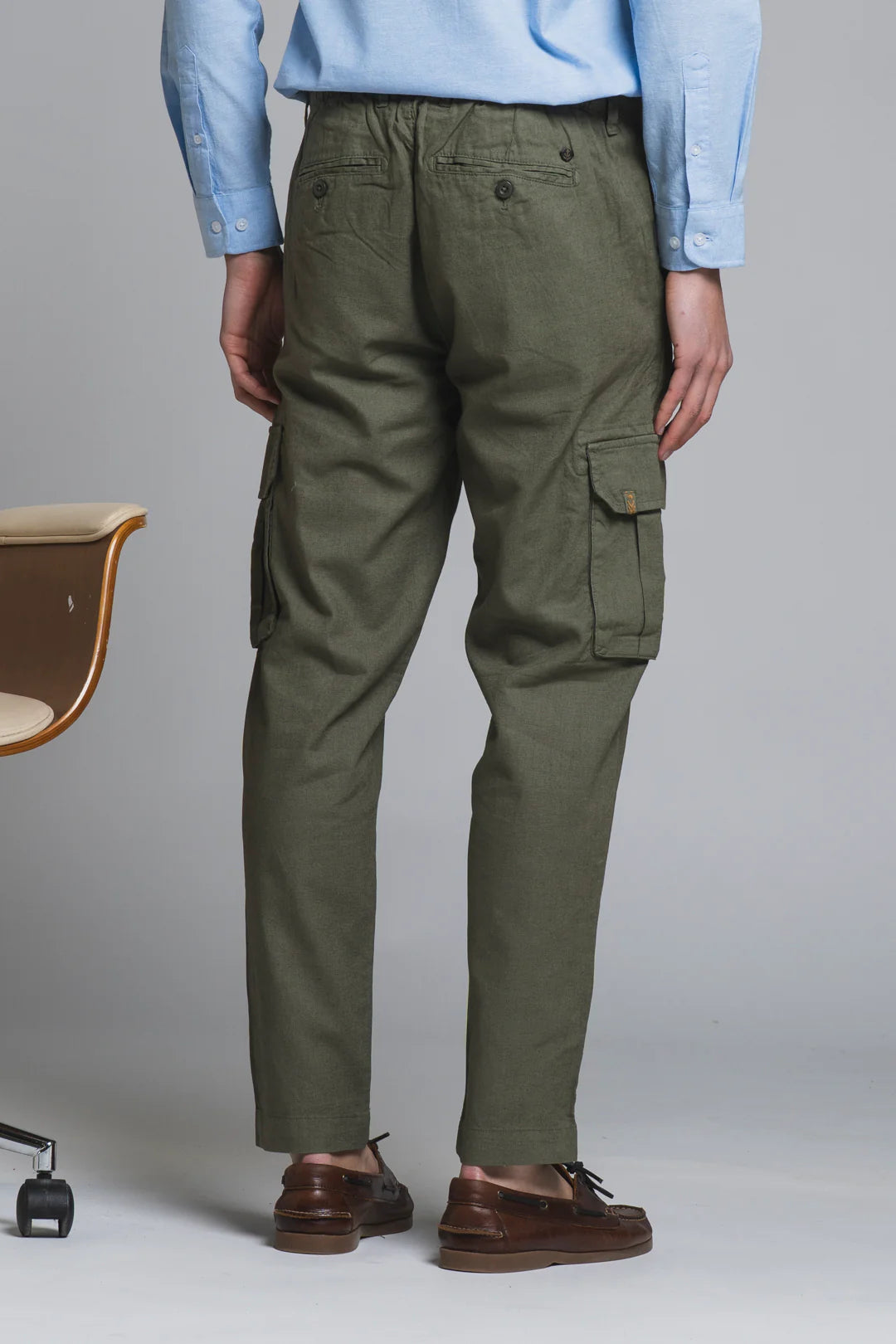 Pantalone cargo in lino/cotone Elmon militare