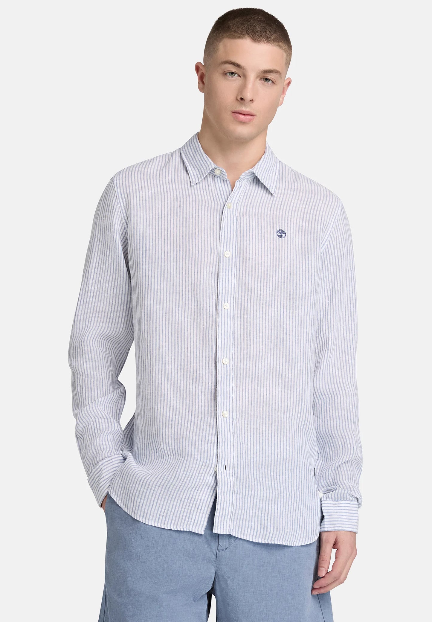 Camicia Lino/cotone bacchetta celeste