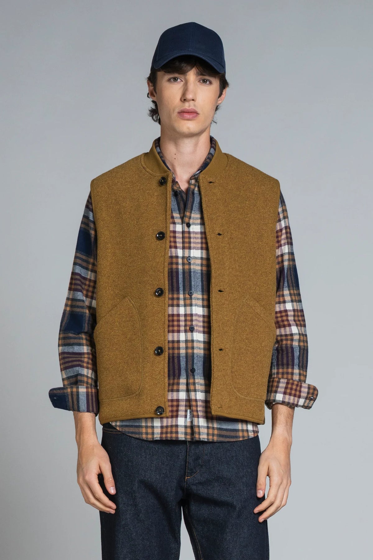 Gilet lana cotta bottoni Dean ocra