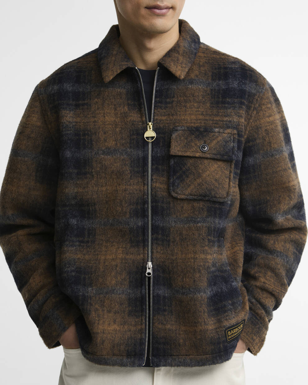 Overshirt Oswald in misto lana marrone