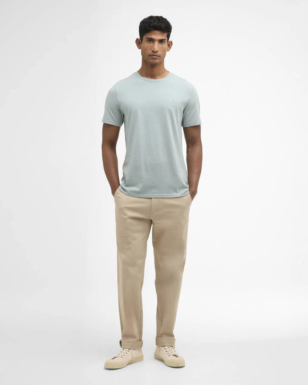 T-Shirt sport-Tartan blu salvia