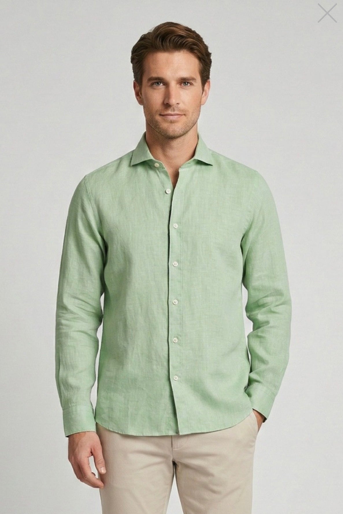 Camicia 100% Lino Salvia