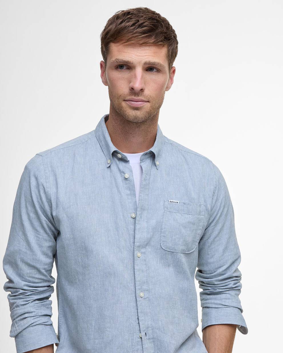 Camicia Lino/cotone Nelson celeste
