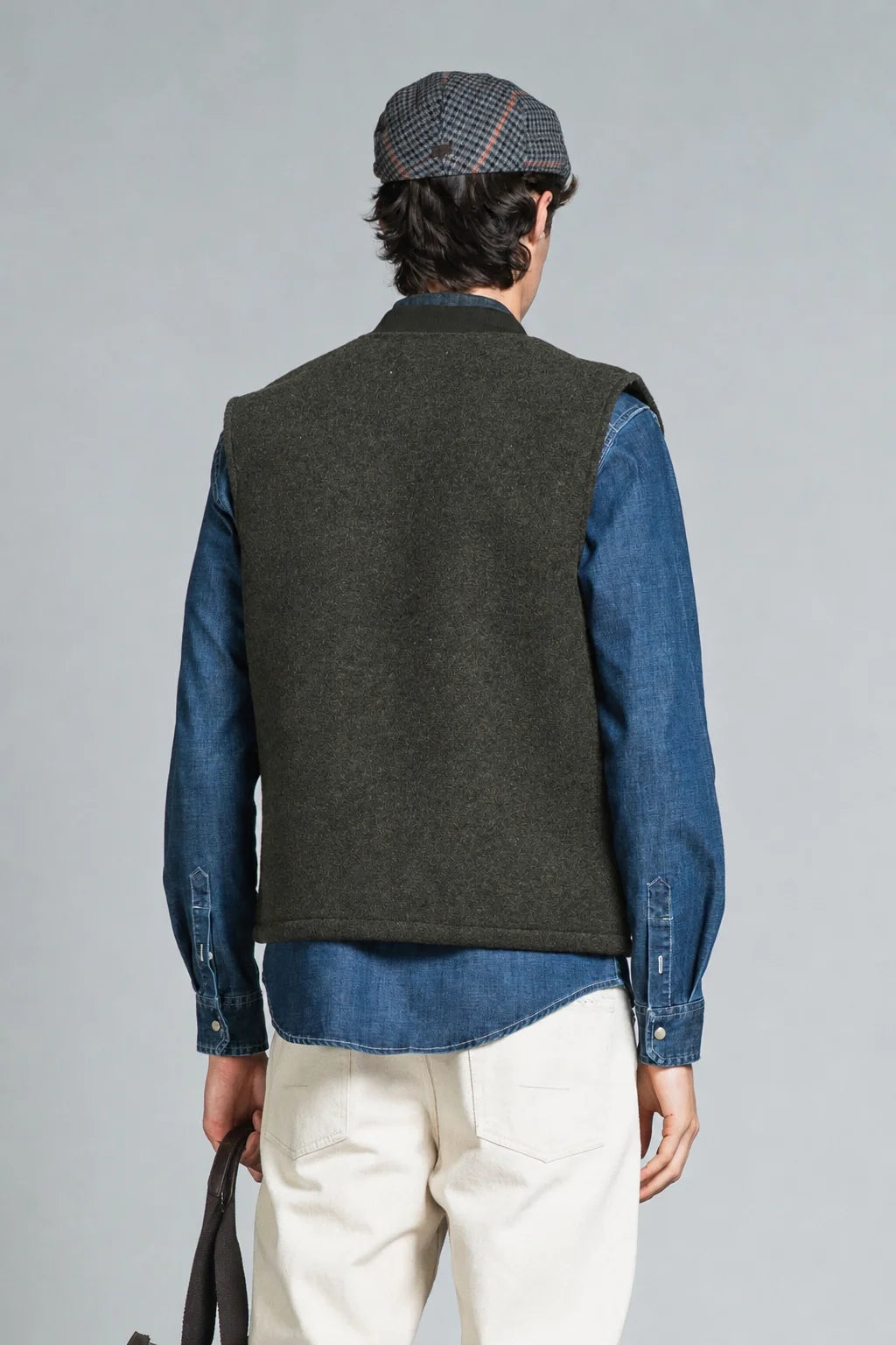 Gilet lana cotta/neoprene zip Terry militare