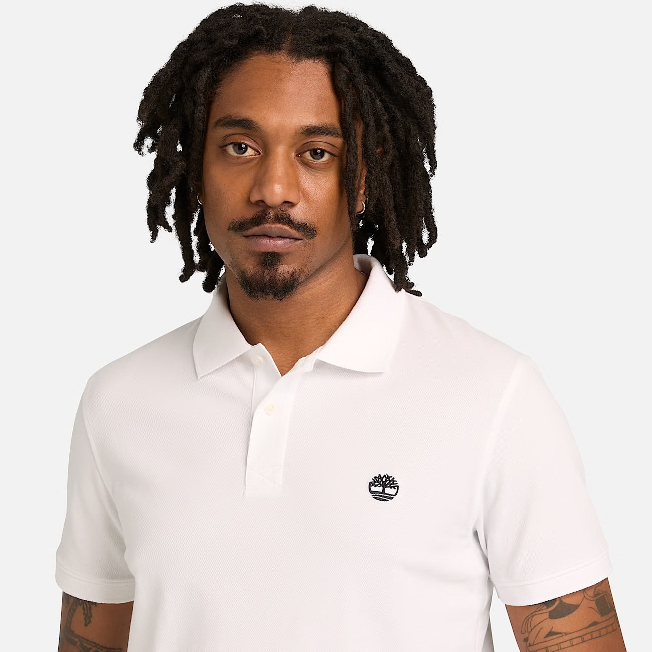 Polo elasticizzata manica corta bianco