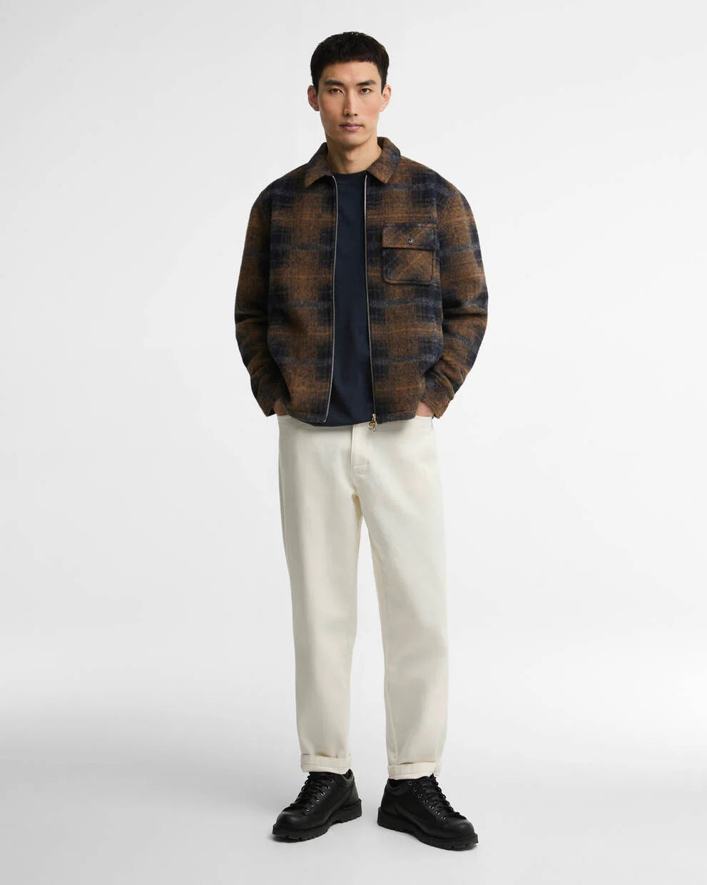 Overshirt Oswald in misto lana marrone