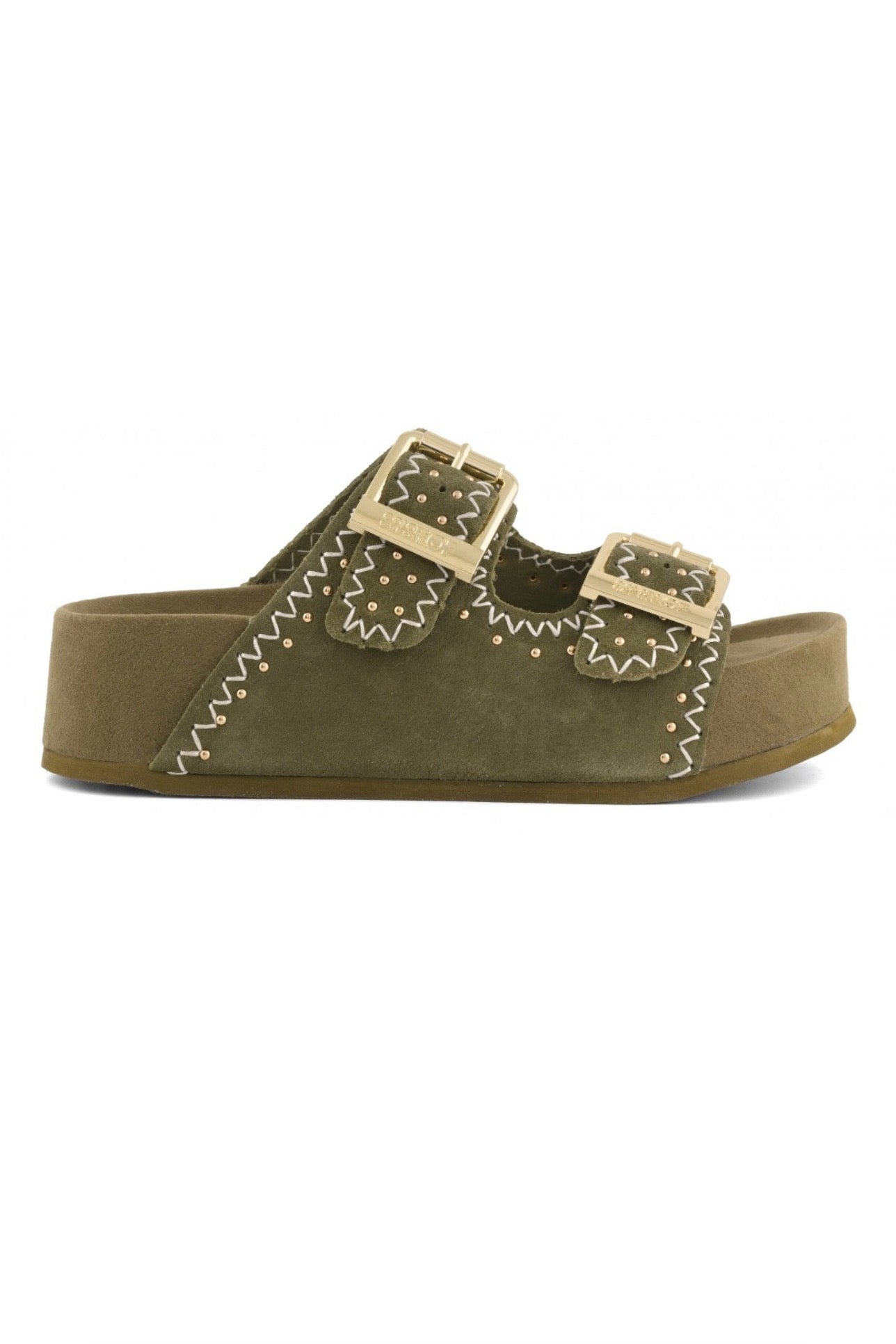 Ciabatta Platform in camoscio Dune08 militare