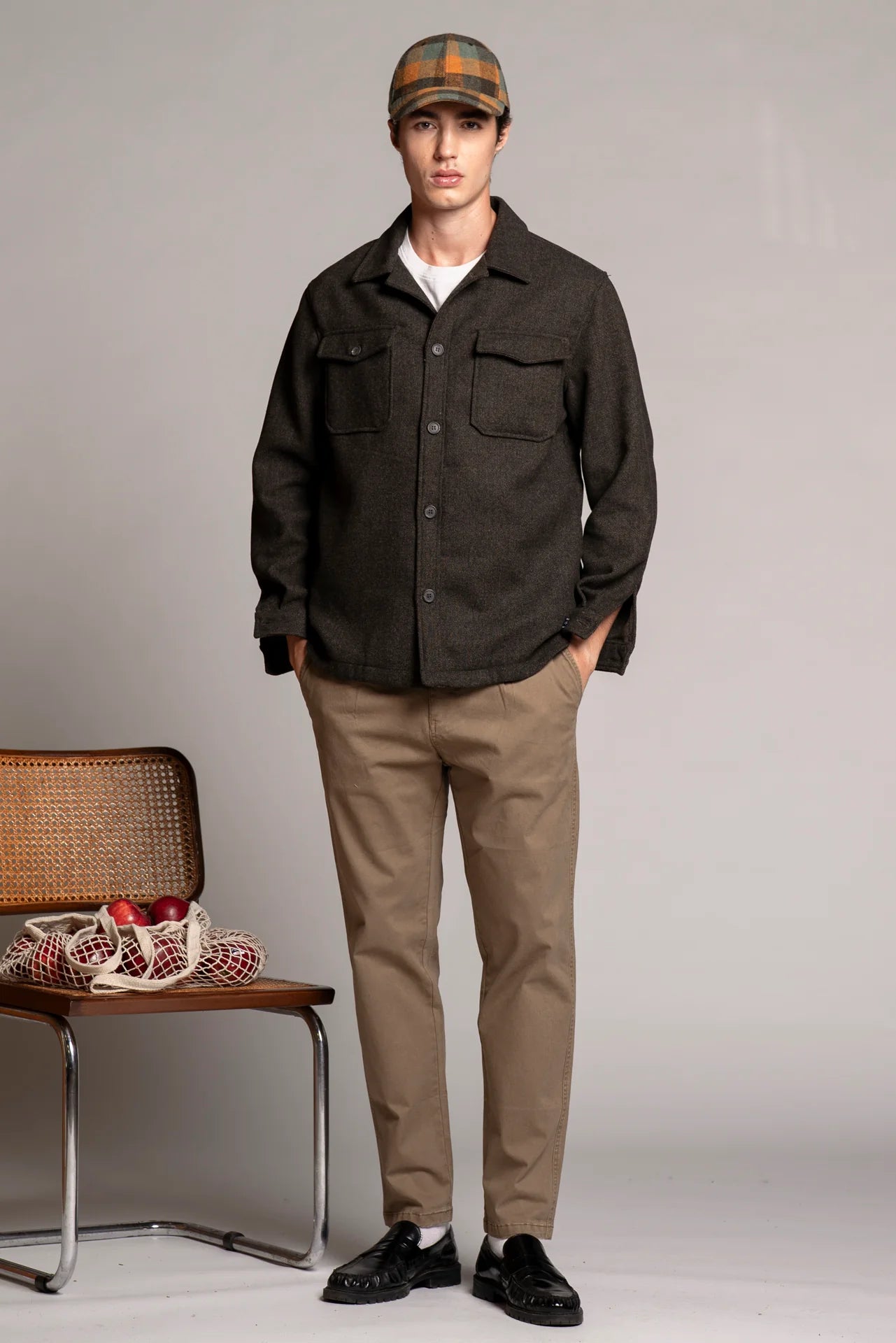 Overshirt in flanella Gabriel miltary green