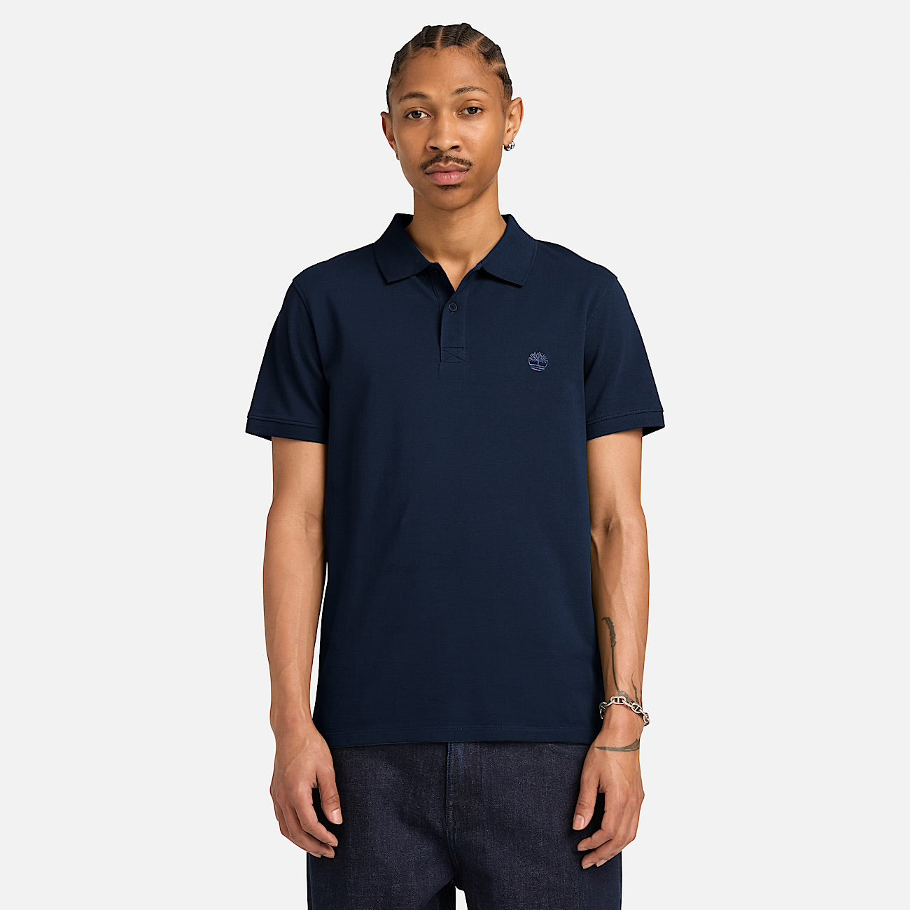Polo elasticizzata manica corta blu