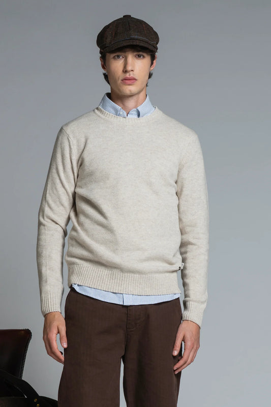 Maglia girocollo lambswool charlie ecru