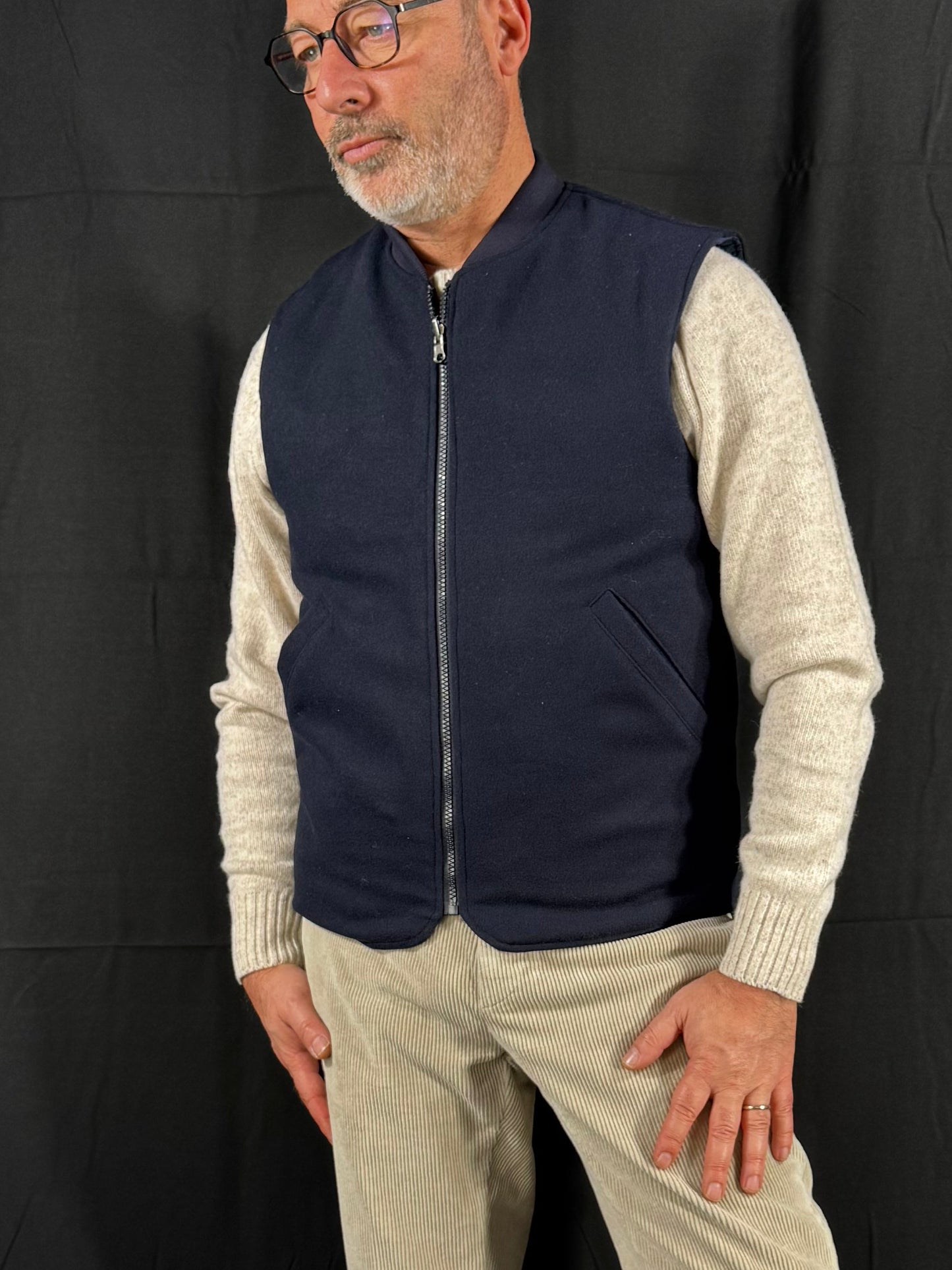 Gilet reversibile flanella blu Winnipeg