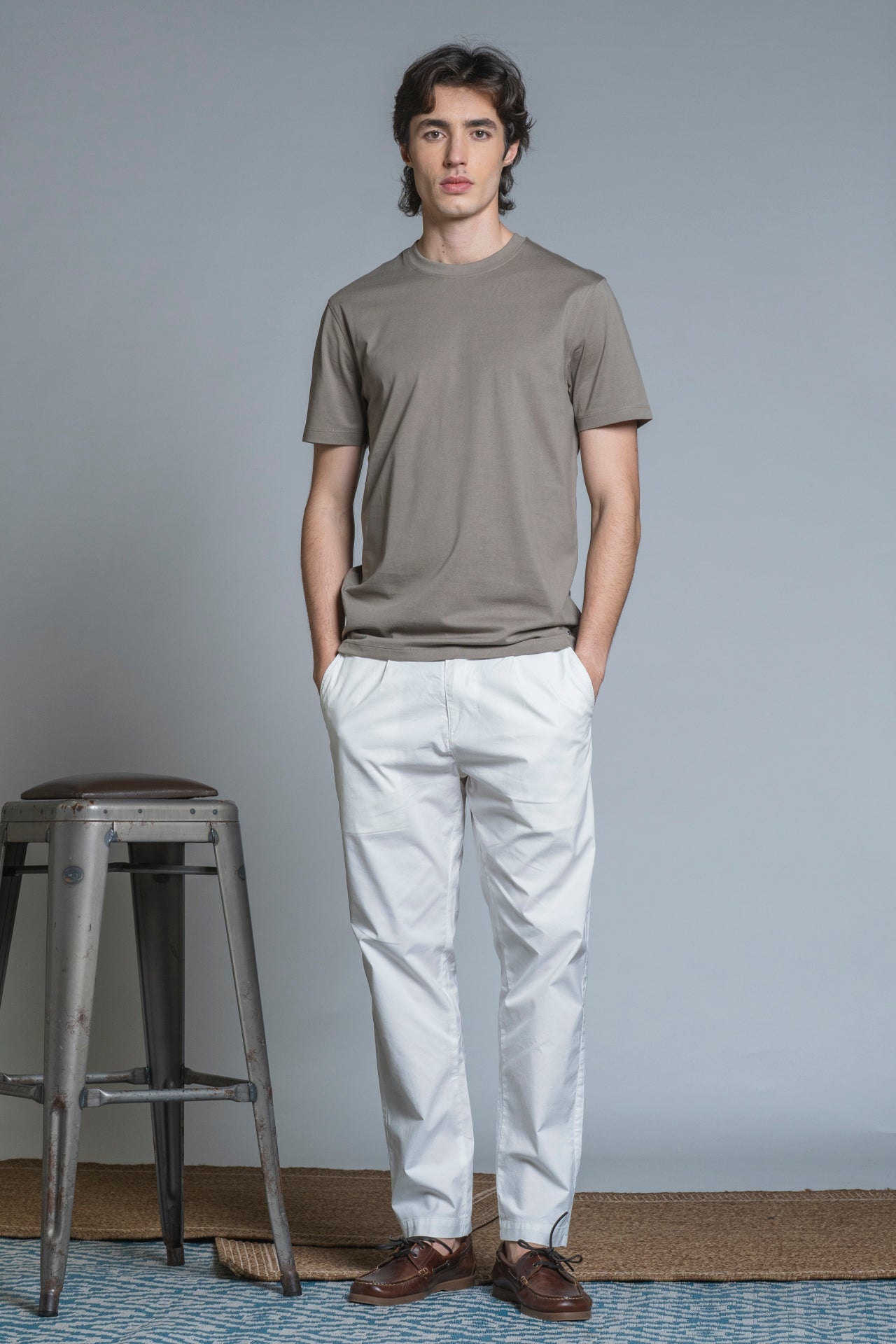 T-shirt cotone mercerizzato Lance Taupe