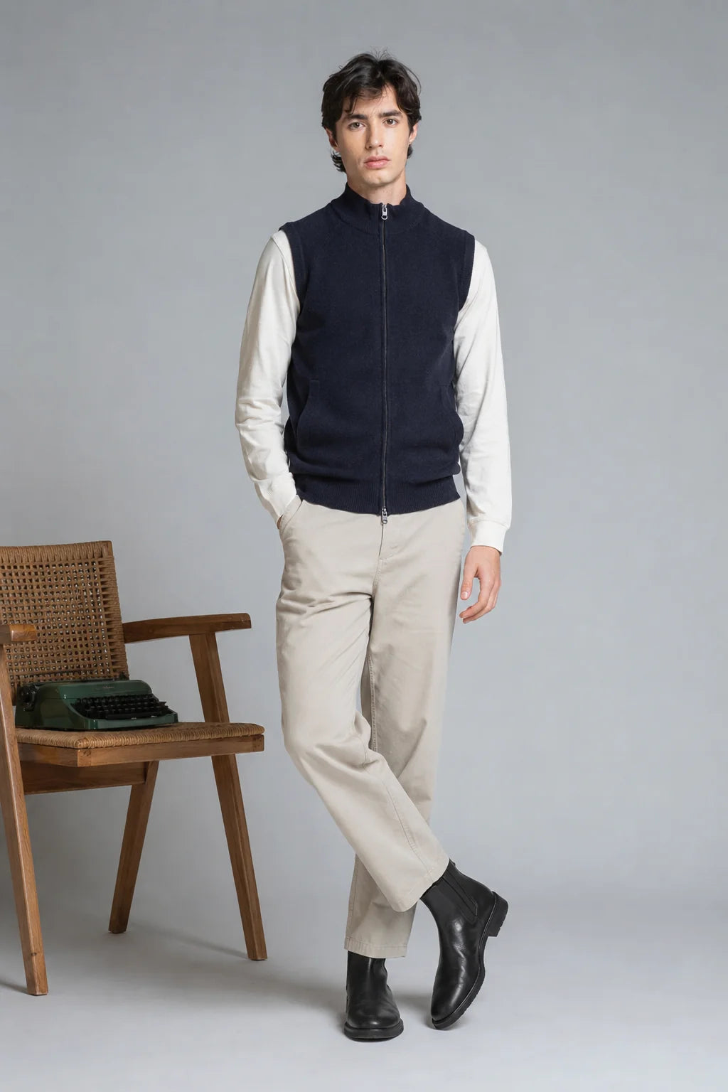 Gilet 100% lana mercerizzata Stefan blu