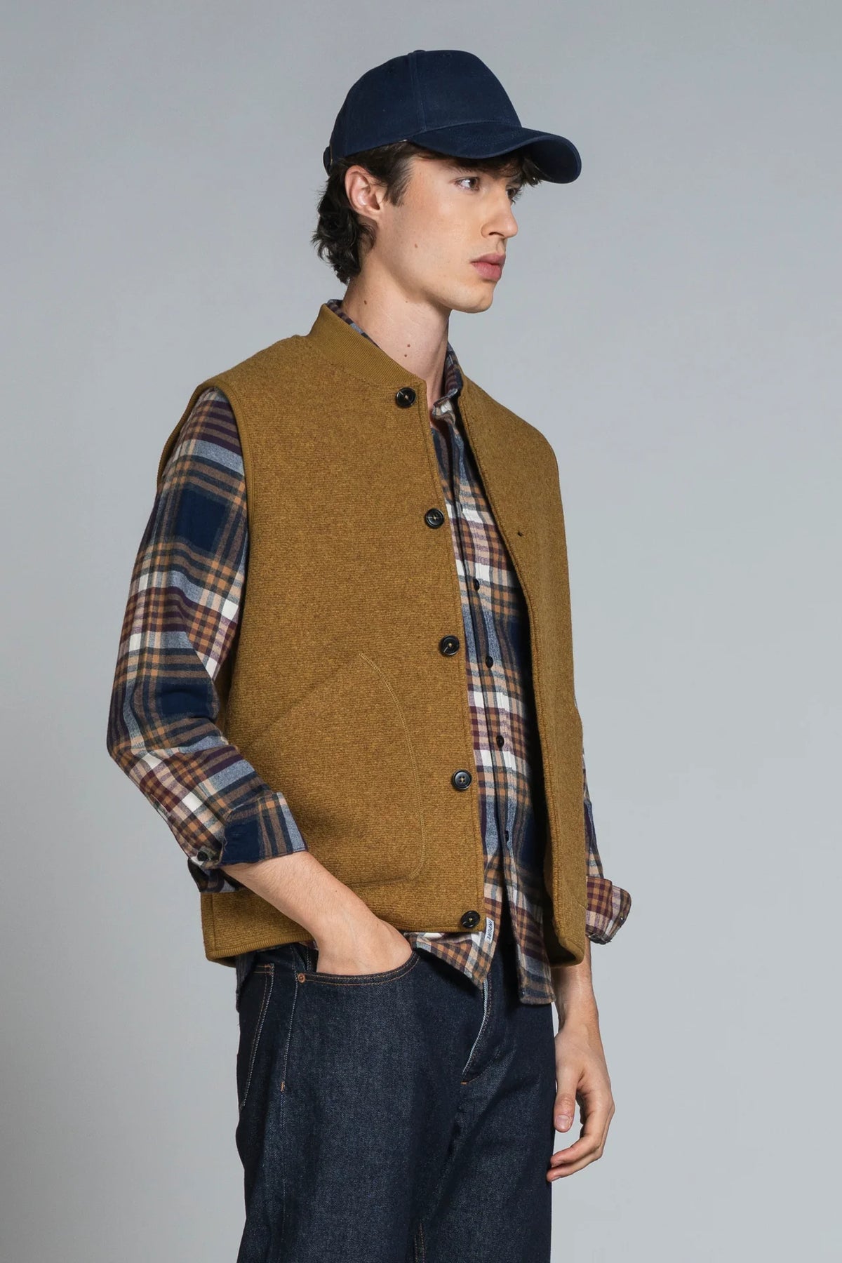 Gilet lana cotta bottoni Dean ocra