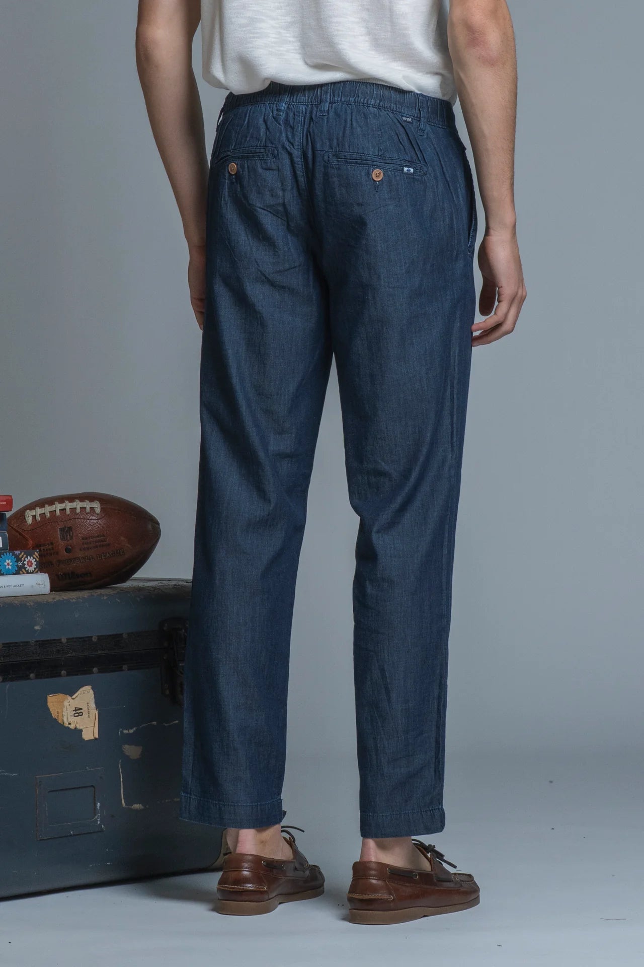 Pantalone in chambray Miles relax fit Dark Blu