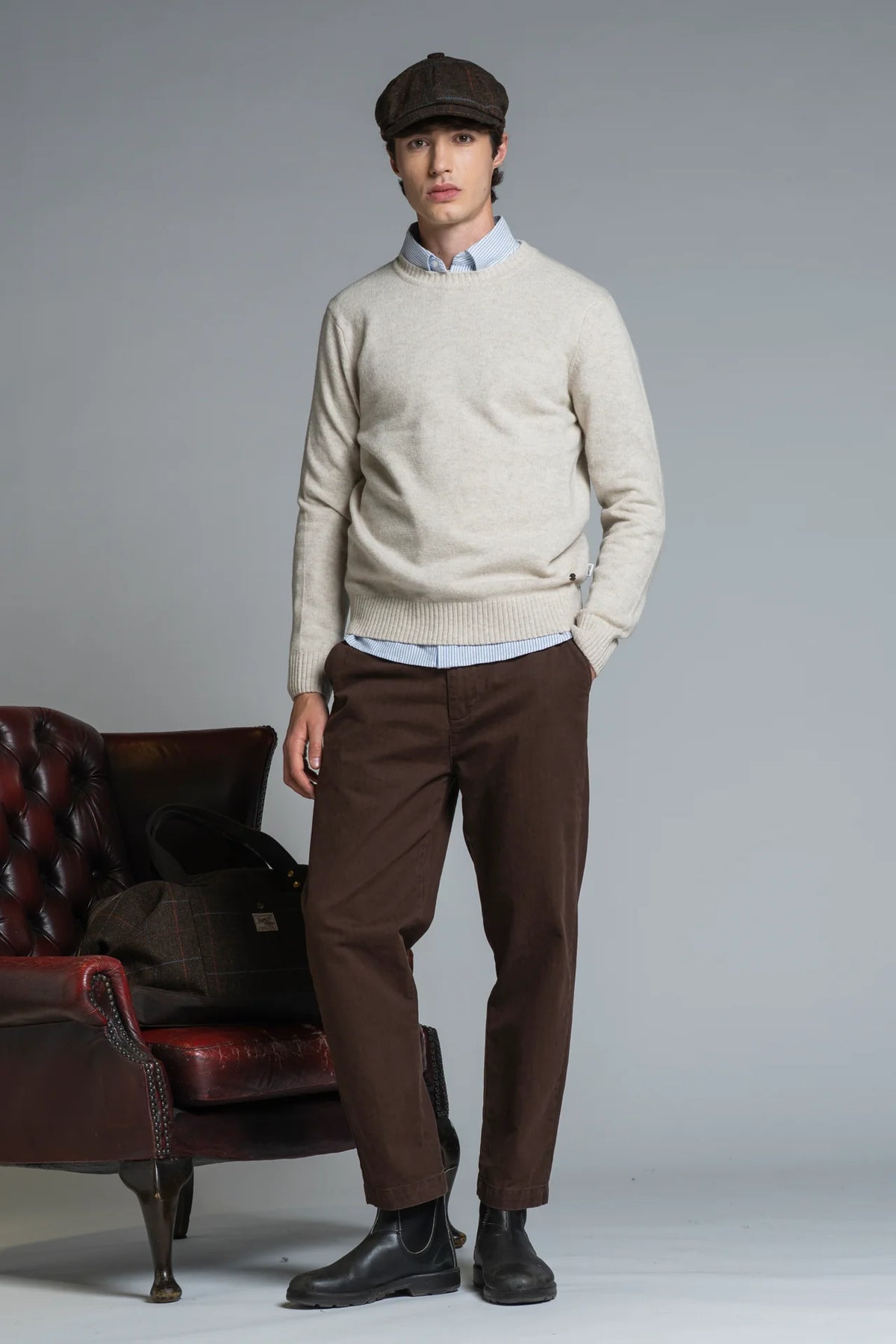 Maglia girocollo lambswool charlie ecru
