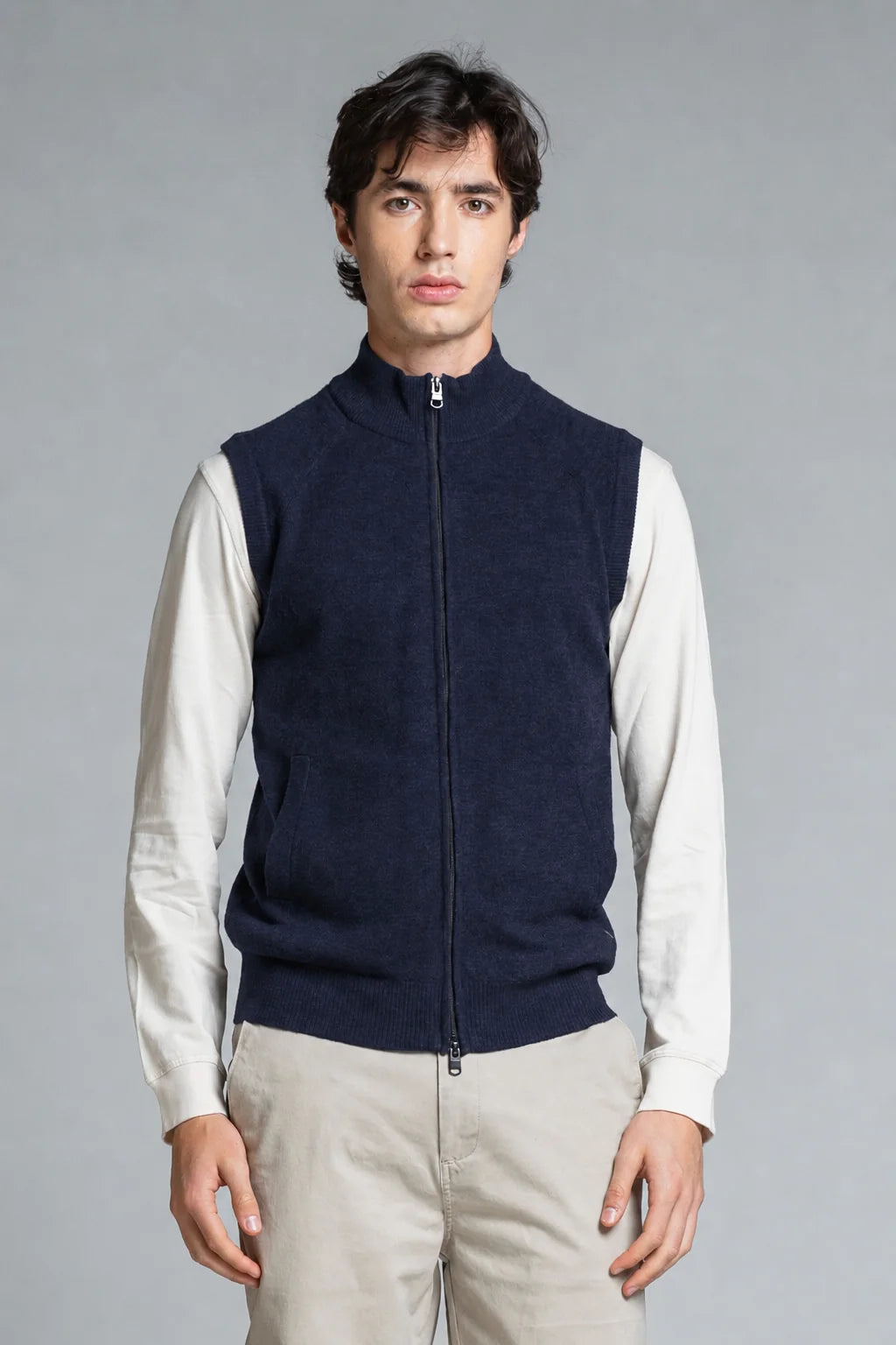 Gilet 100% lana mercerizzata Stefan blu