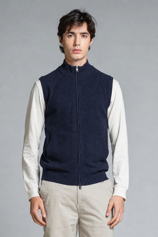 Gilet 100% lana mercerizzata Stefan blu