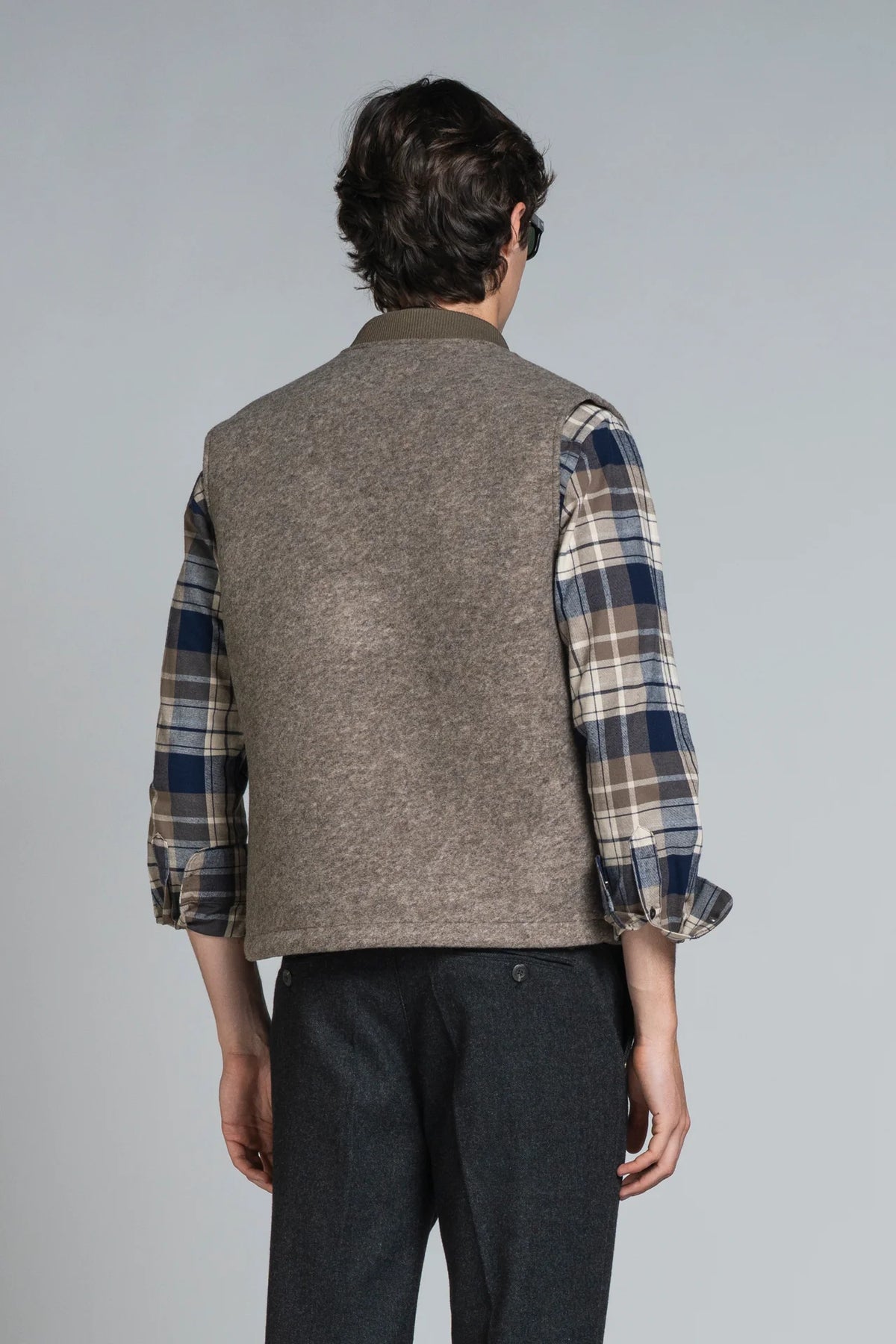 Gilet lana cotta/neoprene zip Terry beige