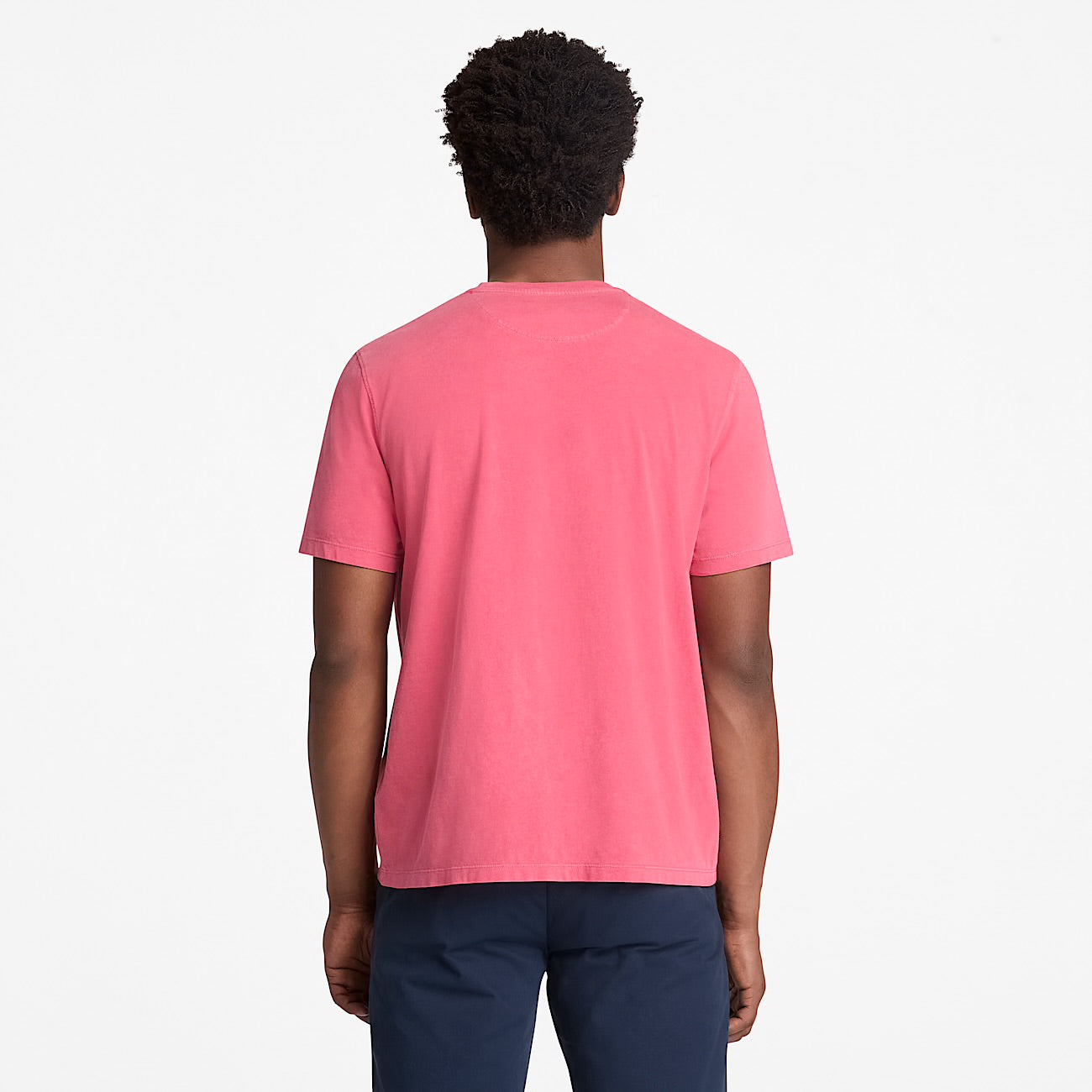 T-shirt a Maniche Corte Tinta in Capo da Uomo fragola