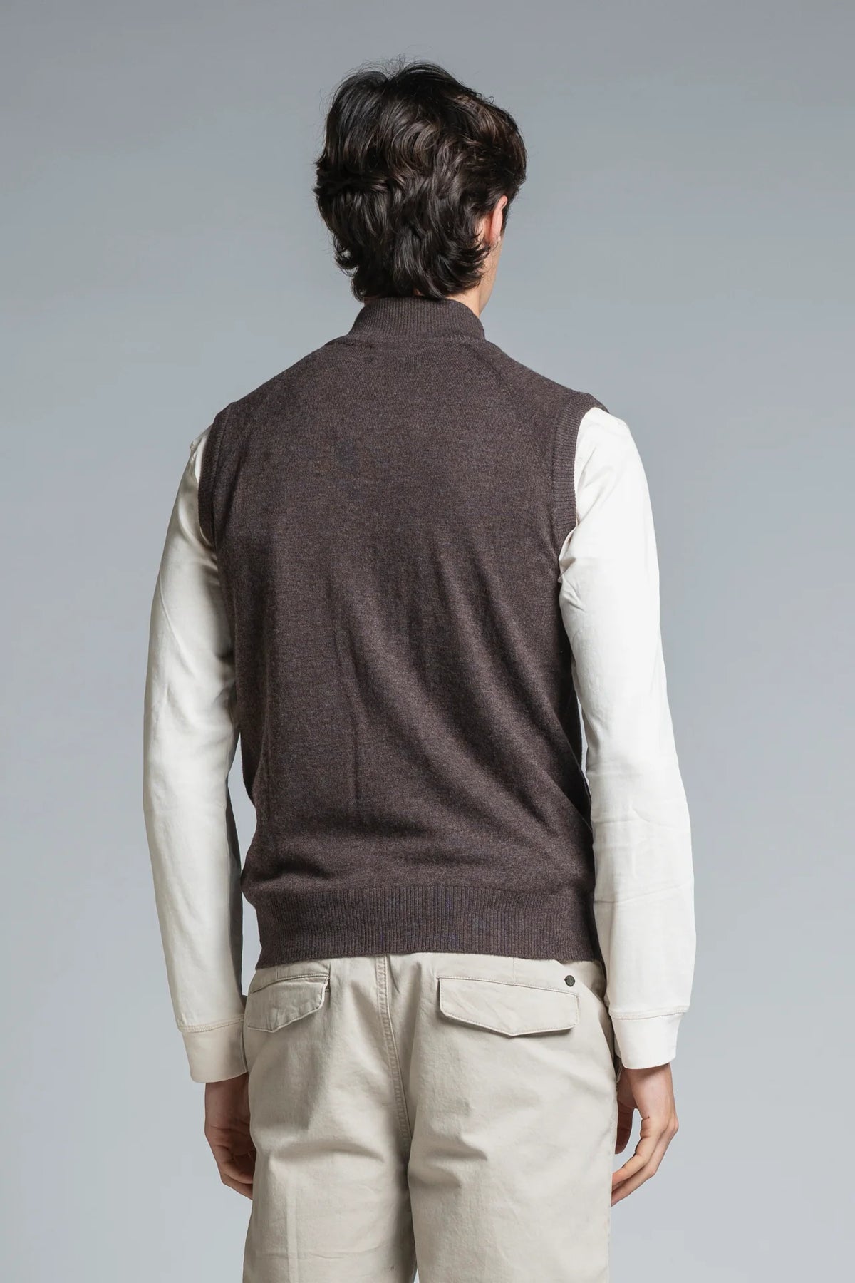 Gilet 100% lana mercerizzata Stefan marrone
