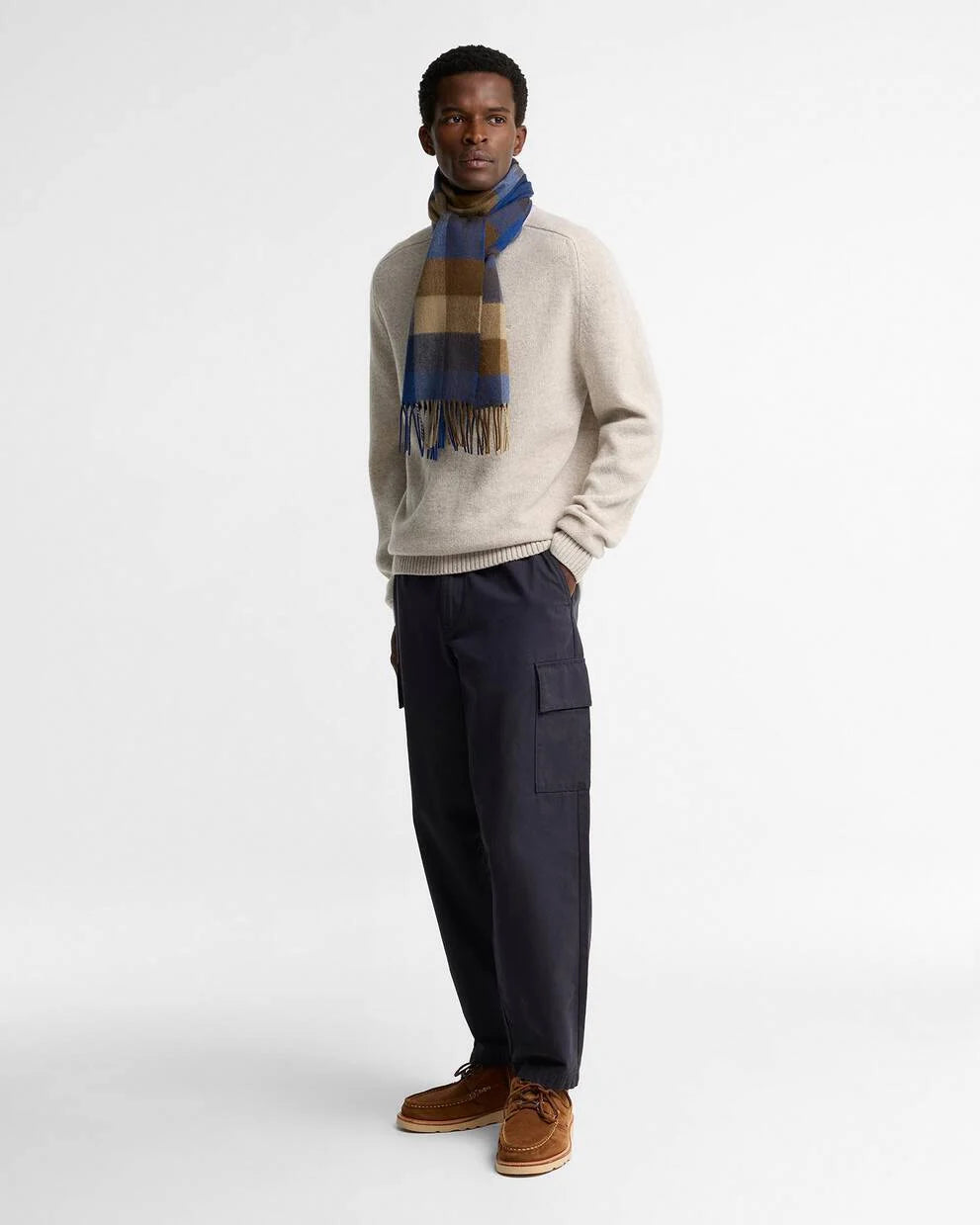 Sciarpa Tattersal lambswool blu