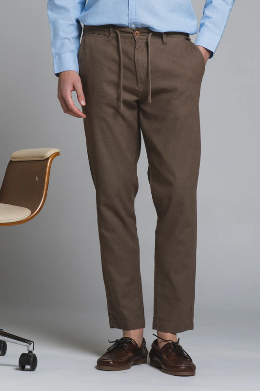 Pantalone in lino/cotone Miles marrone