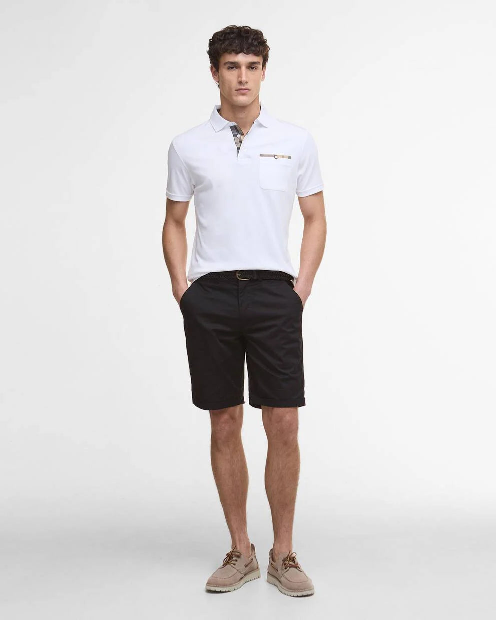 Polo Corpatch a maniche corte leggermente aderente Bianco