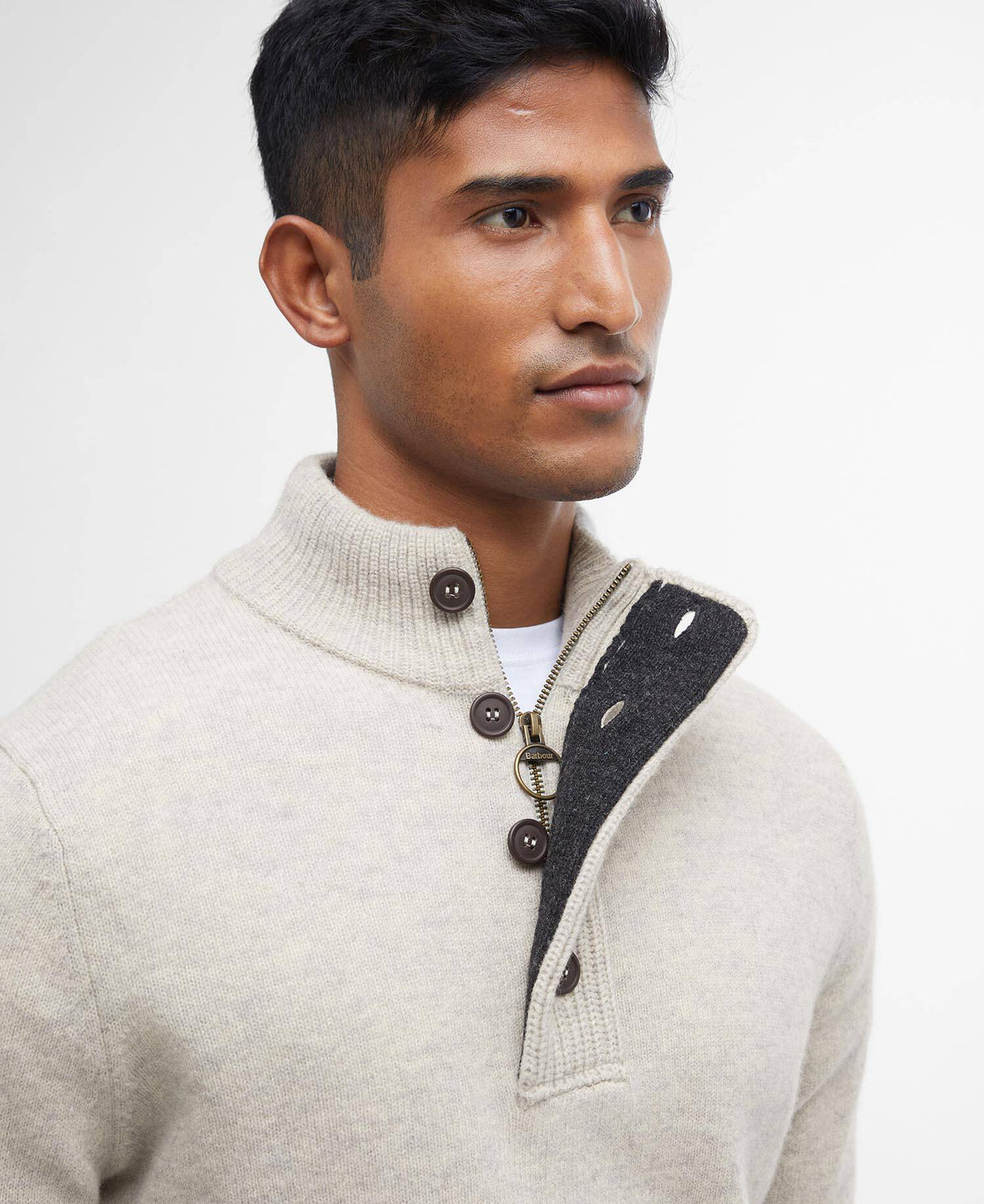 Maglia mezza zip con toppa sul gomito Pearl