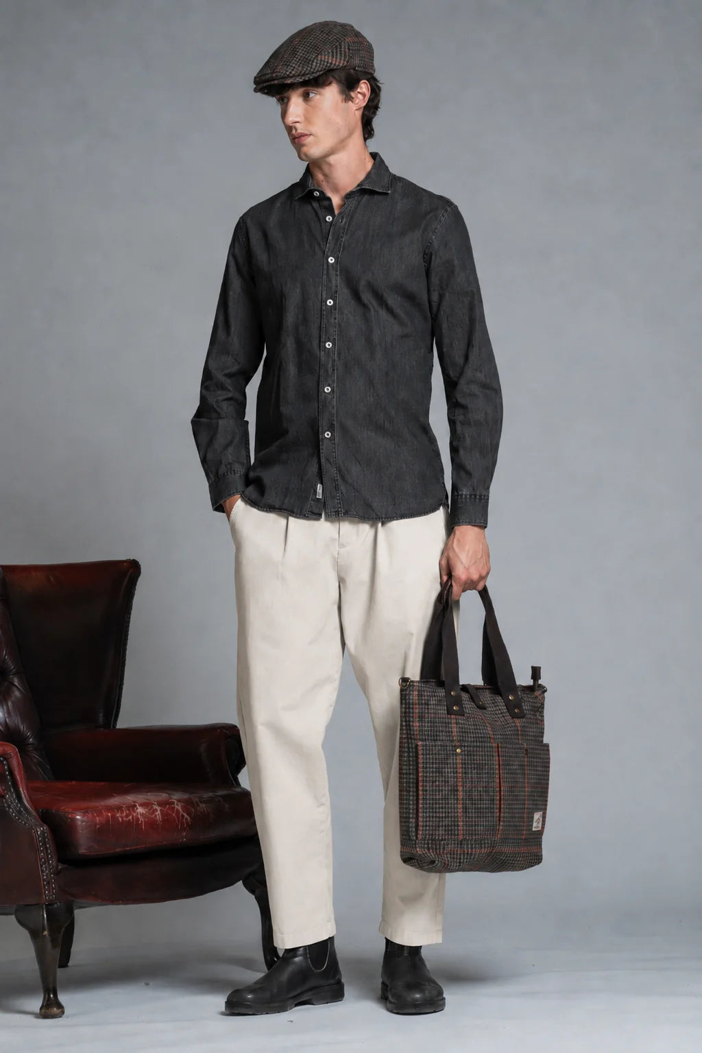 Camicia in denim Riley grigio scuro