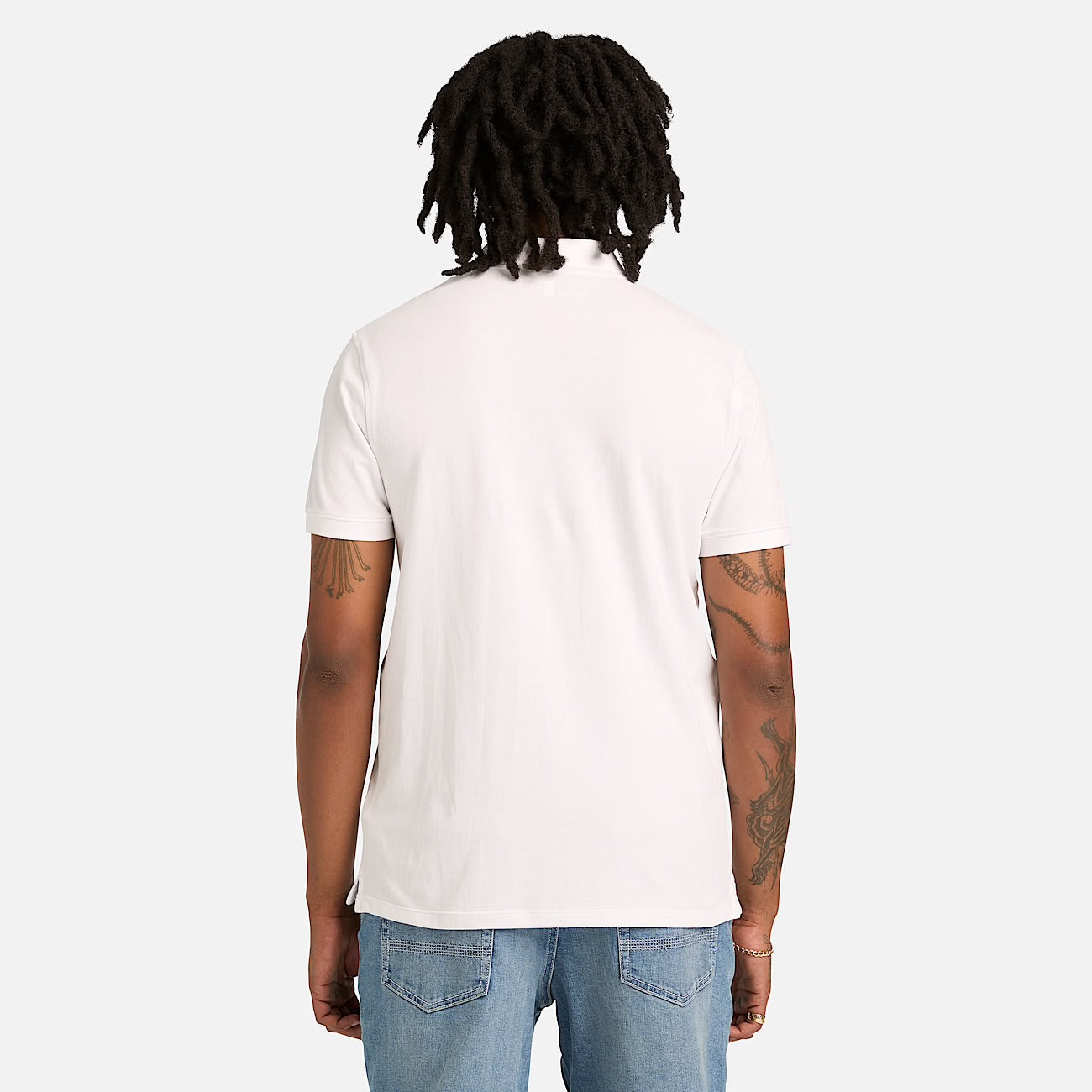 Polo elasticizzata manica corta bianco