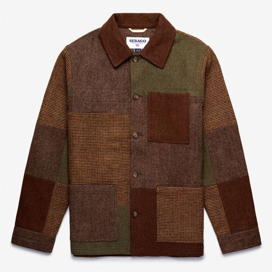 Giacca Dorr patchwork in tweed marrone