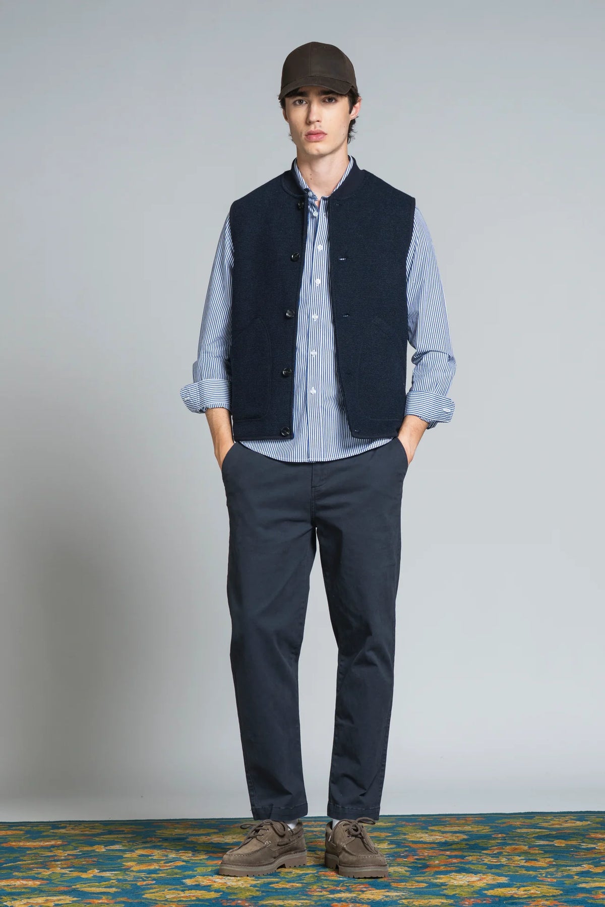 Gilet lana cotta bottoni Dean blu