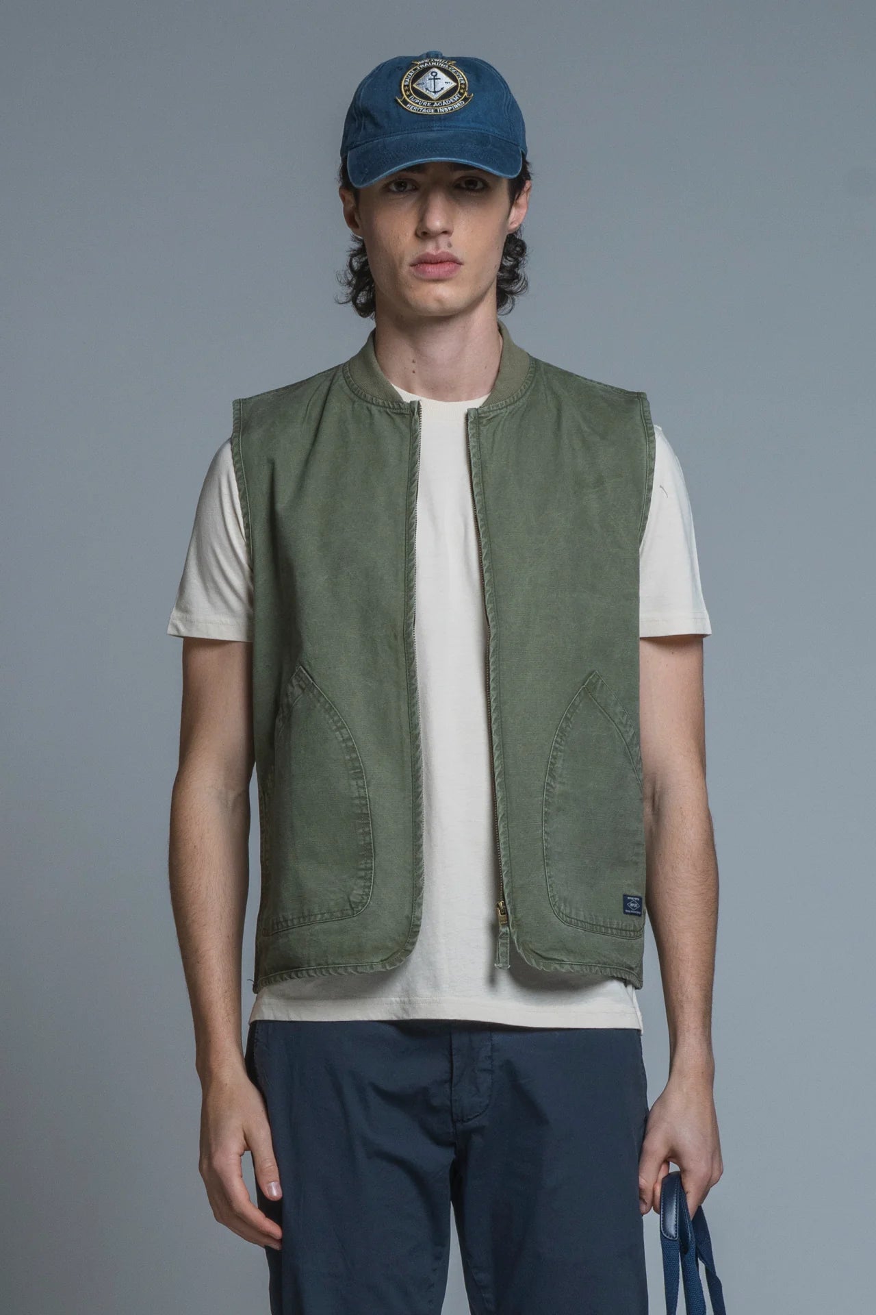 Gilet Terry in cotone military green