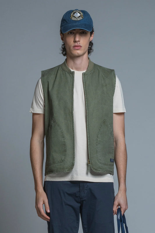Gilet Terry in cotone military green