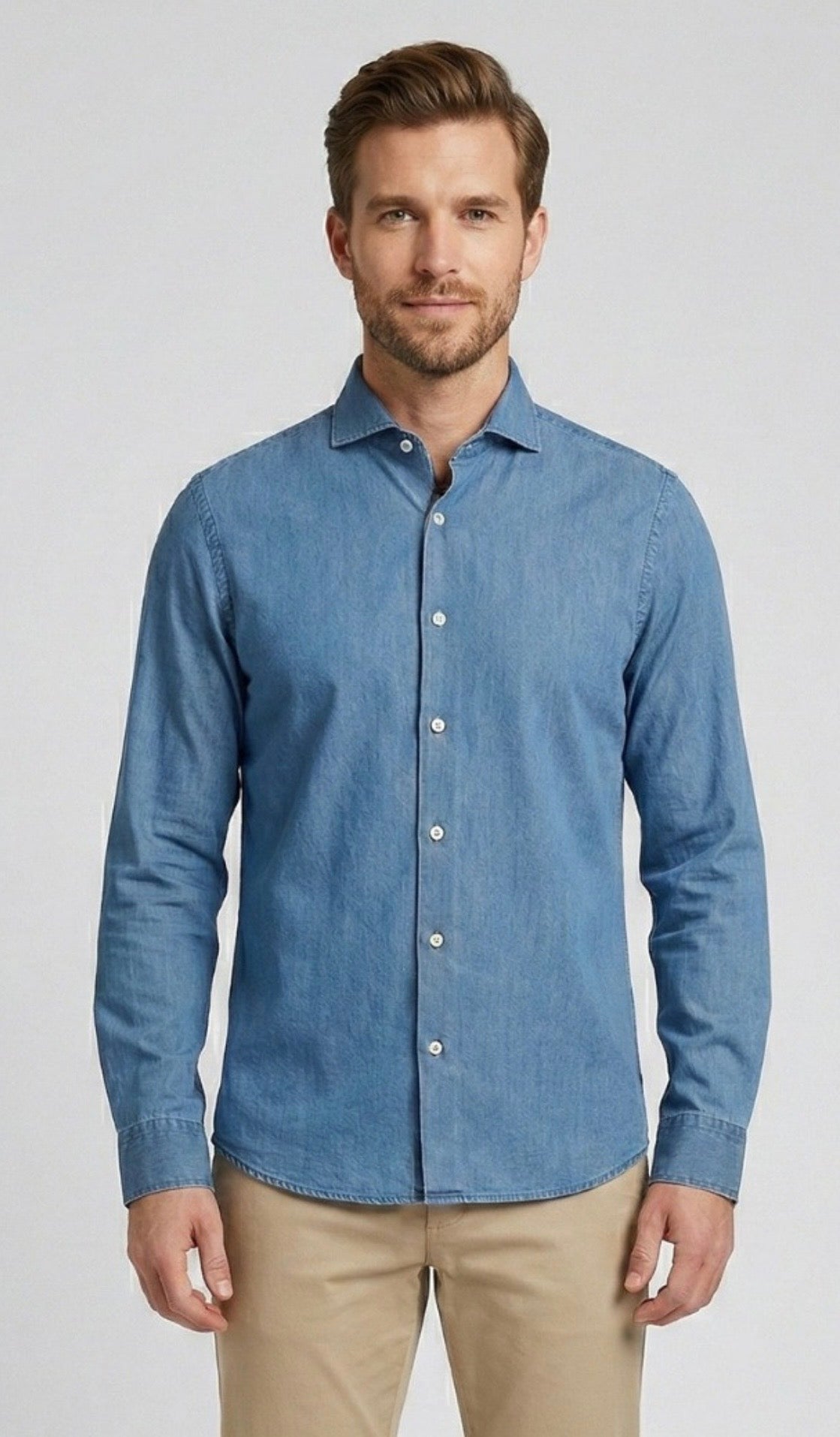 Camicia collo francese in denim
