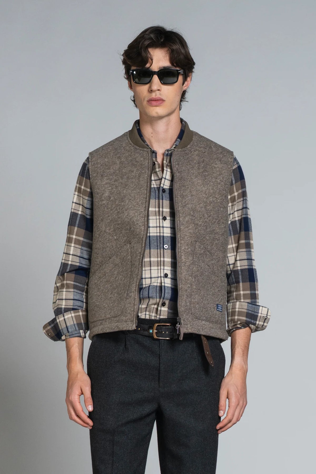 Gilet lana cotta/neoprene zip Terry beige