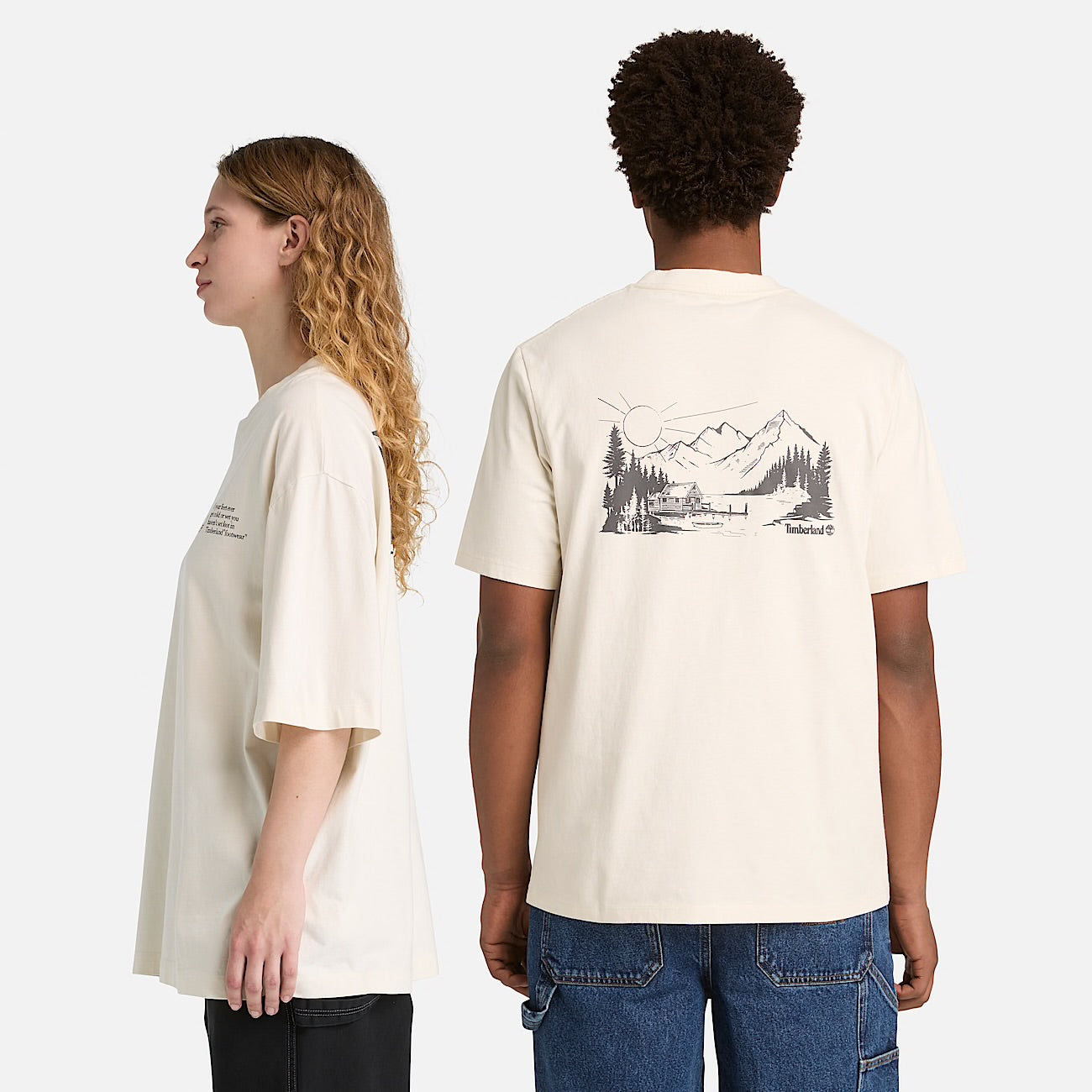 T-shirt con Grafica Lake House All Gender in bianco