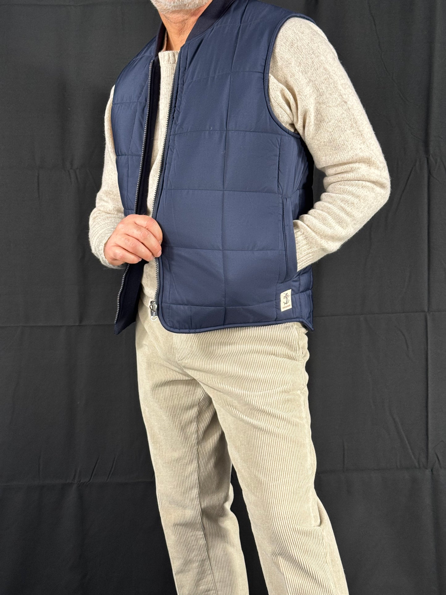 Gilet reversibile flanella blu Winnipeg